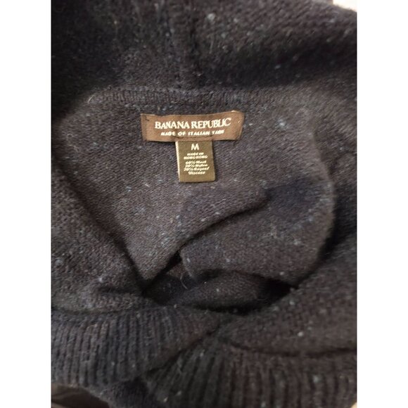 Banana Republic Blue Speckled Italian Wool Blend Hooded Sweater Men's M - Picture 3 of 5